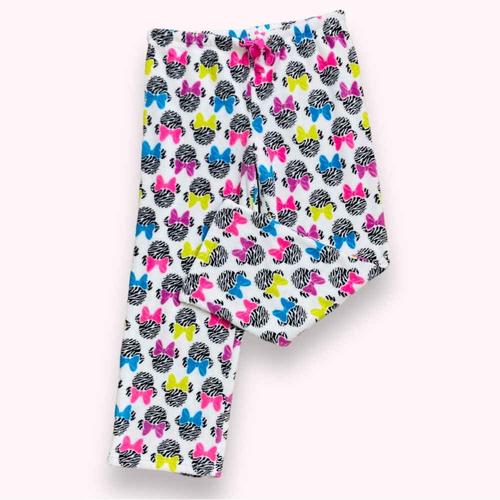 Disney zebra Minnie Mouse print fleece pajama pants, Junior Sz L (11/13)